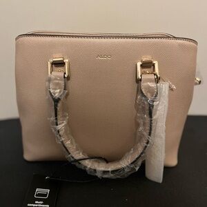 ALDO Nude Pink Top-Handle Satchel with Gold Hardware